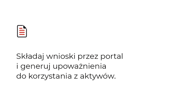 Składaj wnioski przez portal i generuj upoważnienia do korzystania z aktywów.